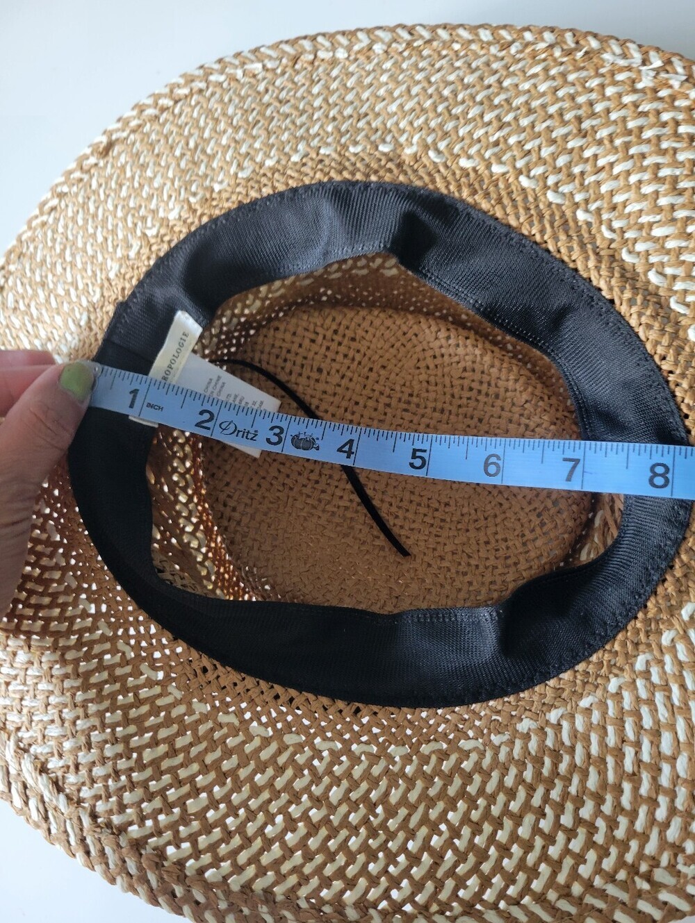 by Anthropologie Woven Straw Sun Hat with Black Band and White Accents - Picture 10 of 14